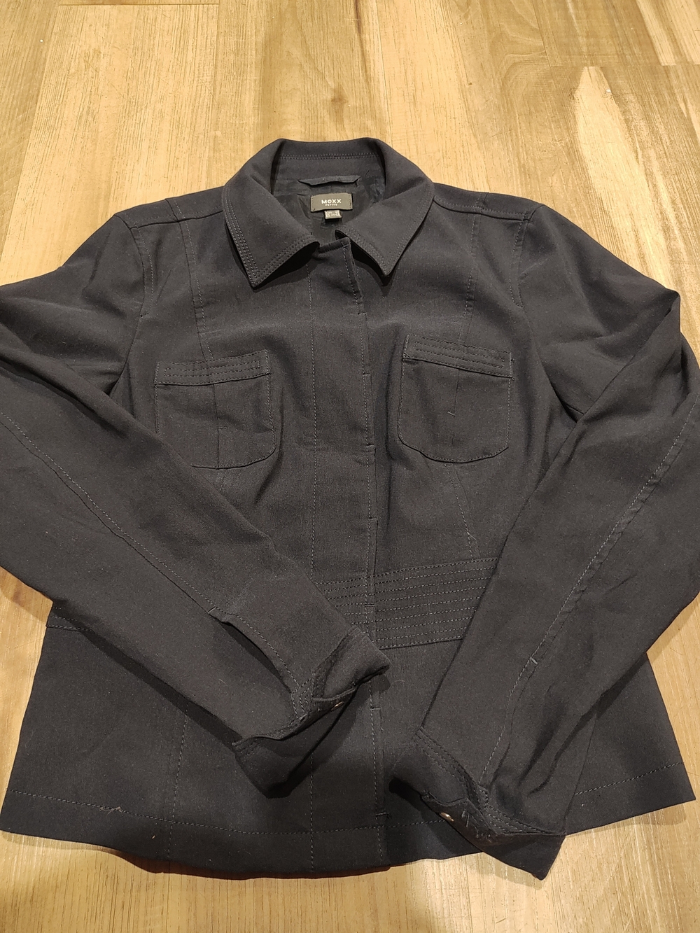 MEXX Woman's Black Casual Button-Down Shirt Jacket